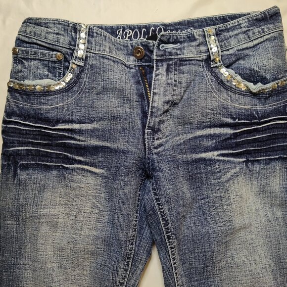 Apollo Jeans Women's Rhinestone Denim Jean Pants Size 7/8 - Picture 3 of 7